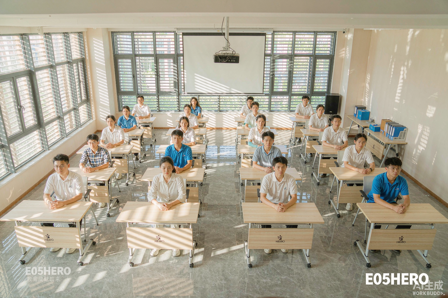 明德教育标准化教室，学生在明亮课室内上课